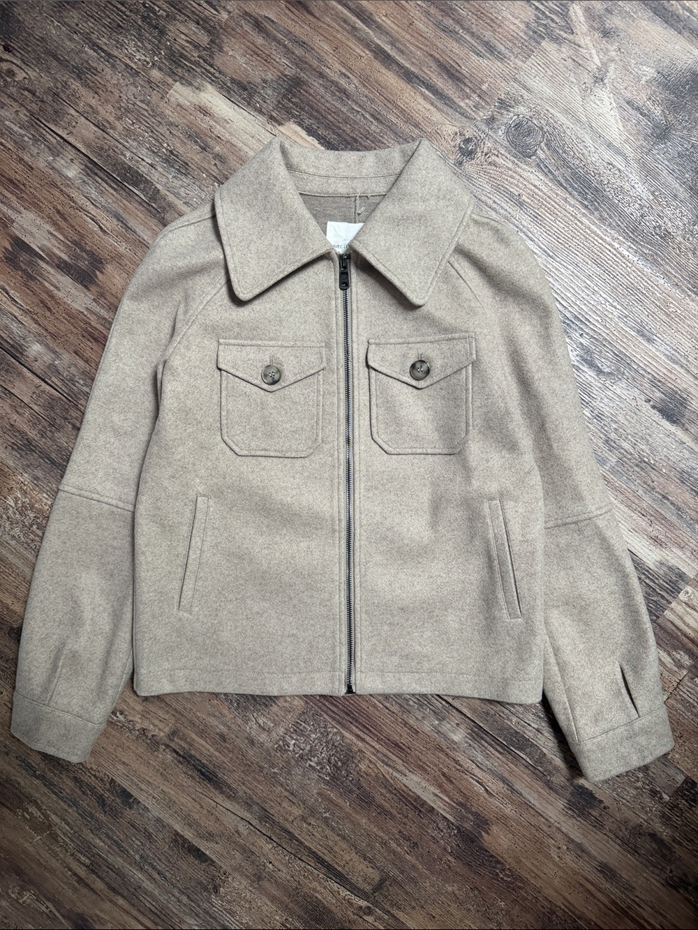 Avec Les Filles Relaxed Zip Front Jacket Neutral Size XS